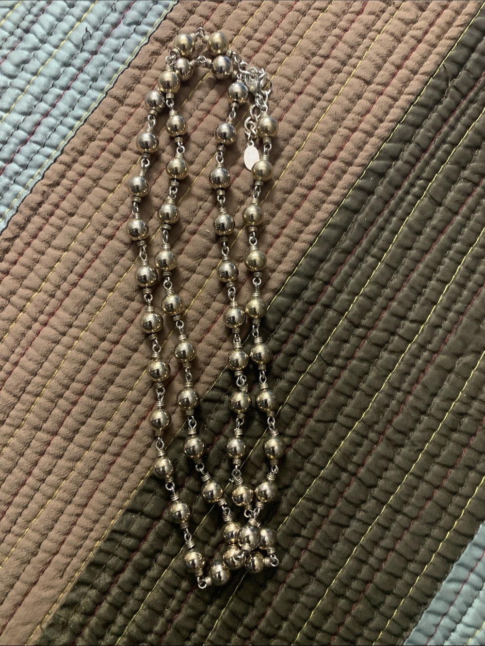 Sterling Silver-Tone Beaded Multi-Strand Necklace